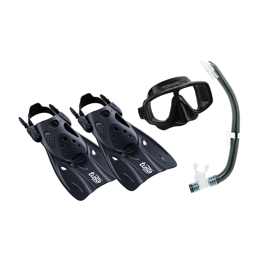 TUSA Platina Hyperdry Mask Snorkel Fins Set Black